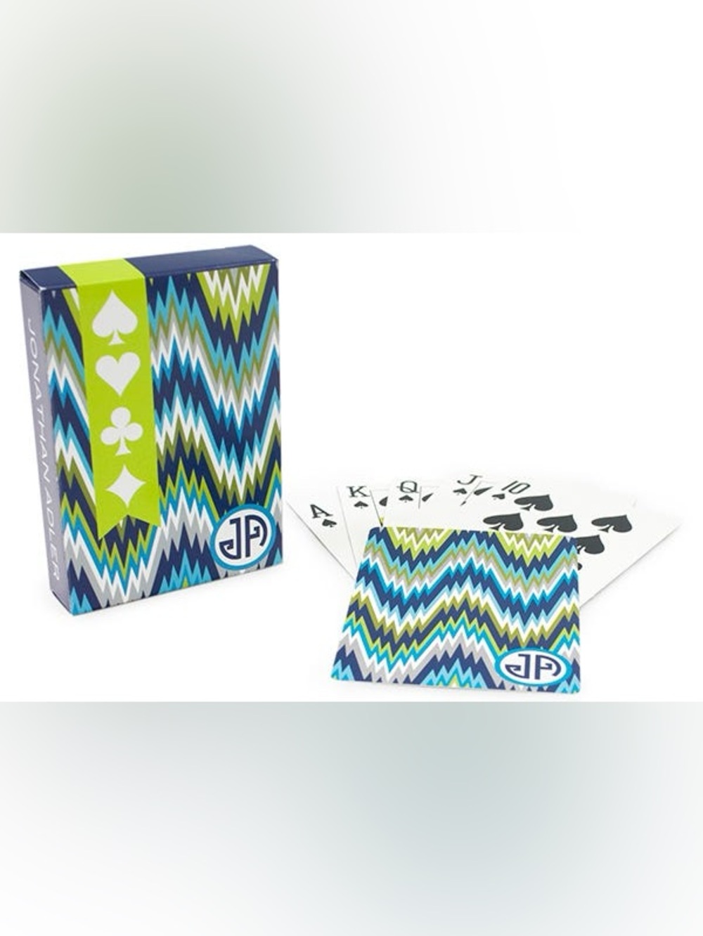 Jonathan Adler Playing Cards Deck Chevron Blue Green Discontinued New Sealed